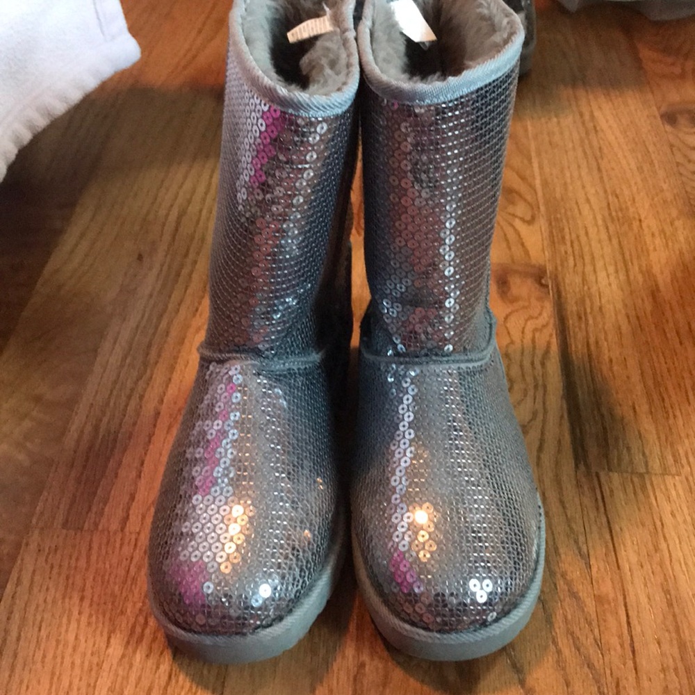 Silver Sequin Boots
